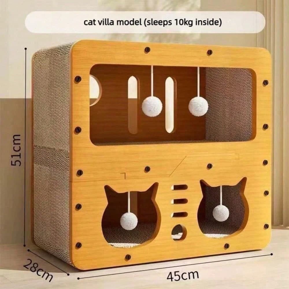 Two-Level Cardboard Cat Scratcher House