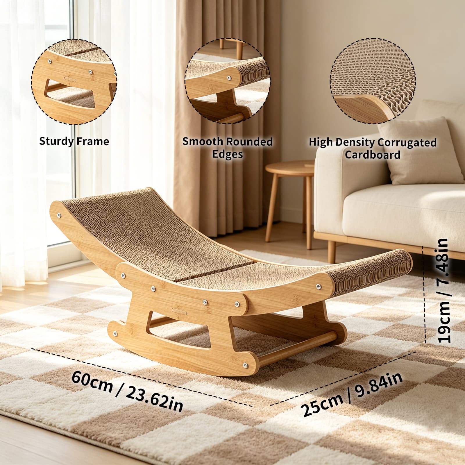 Wooden Rocking Cat Scratcher Lounge