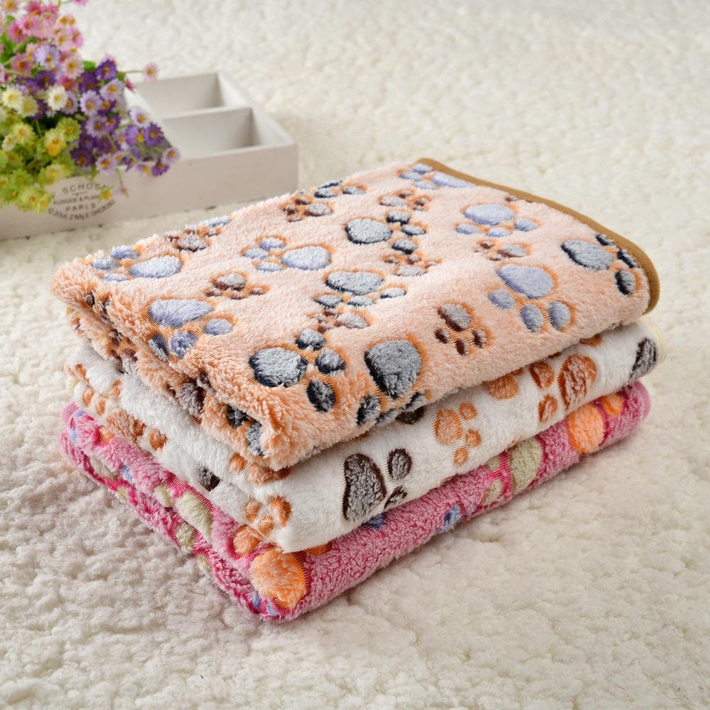 Paw Print Fleece Pet Blanket 3 Pack