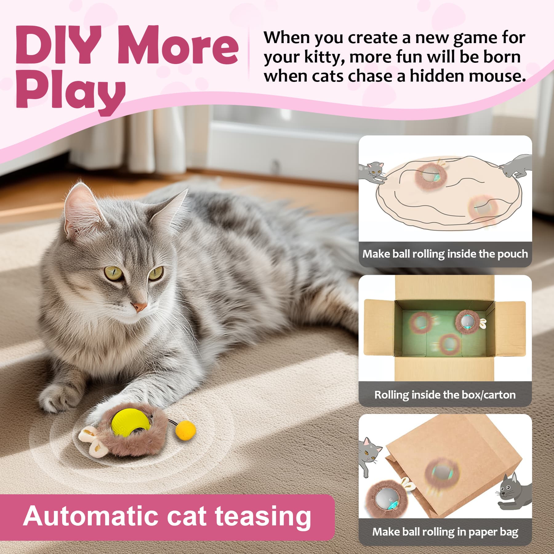 Motion Activated Moving Cat Ball With Tail